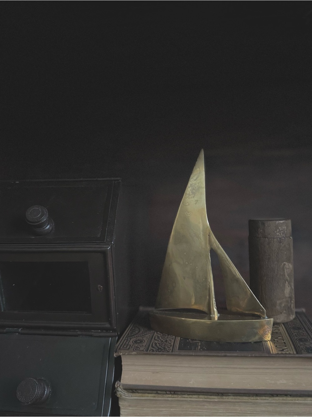 Vintage Brass Sailboat Sculpture | Nautical Decor with Aged Patina